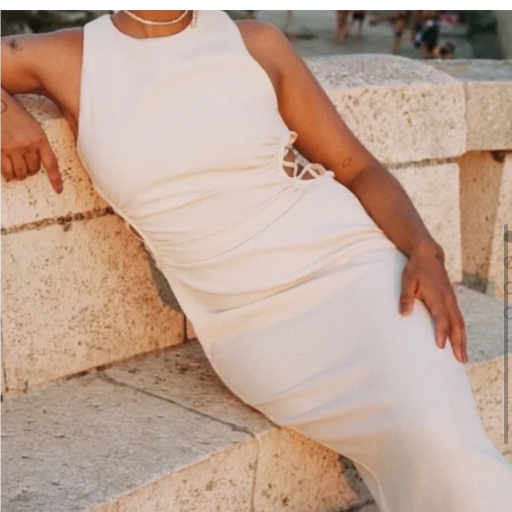 NWT Zara Cut Out Dress | XS Oatmeal Color - Picture 4 of 10